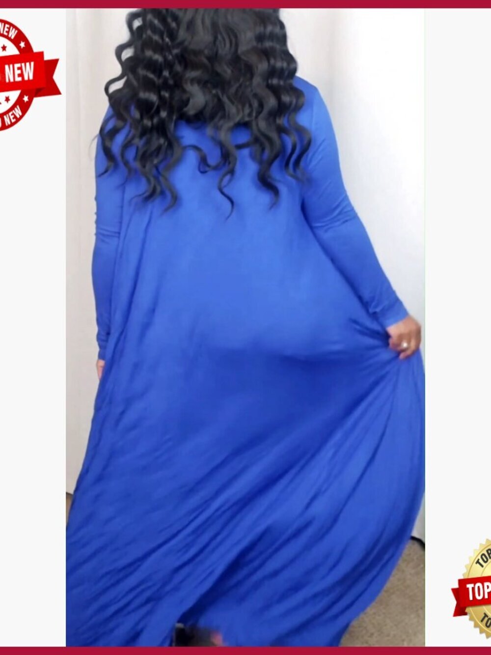 Long Sleeve Lightweight Open Front Maxi Drape Cardigan with Pockets - Picture 6 of 7